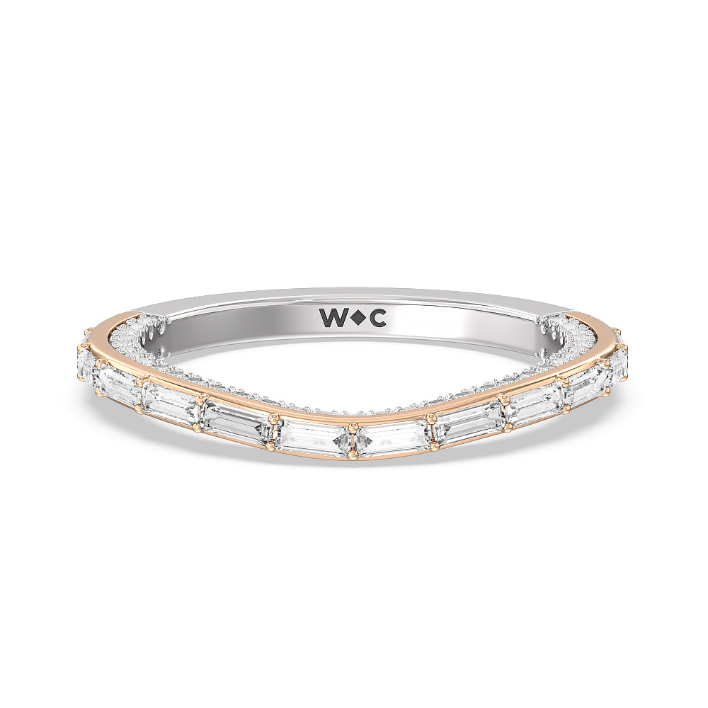 Celestia Baguette Studded Wedding Band with 18KT White & Rose Gold Cut Diamond in 14KT White & Rose Gold view 1
