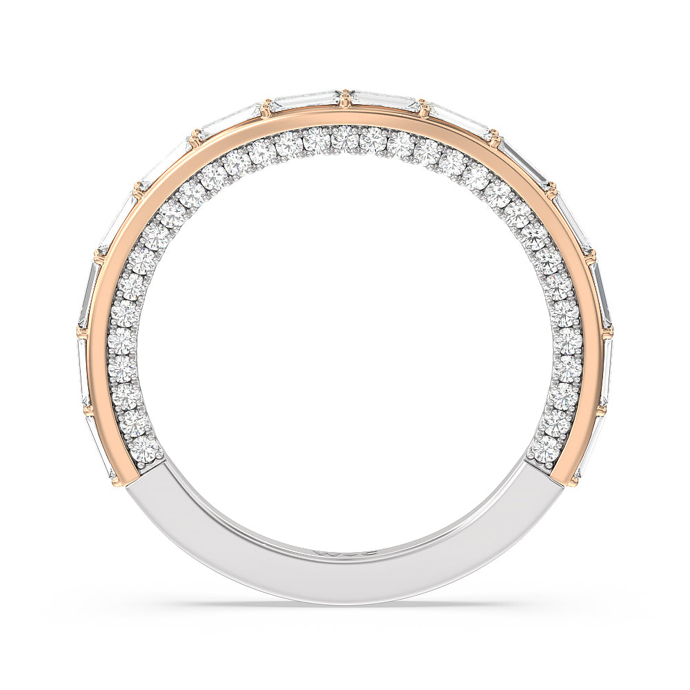 Celestia Baguette Studded Wedding Band with 18KT White & Rose Gold Cut Diamond in 14KT White & Rose Gold view 2
