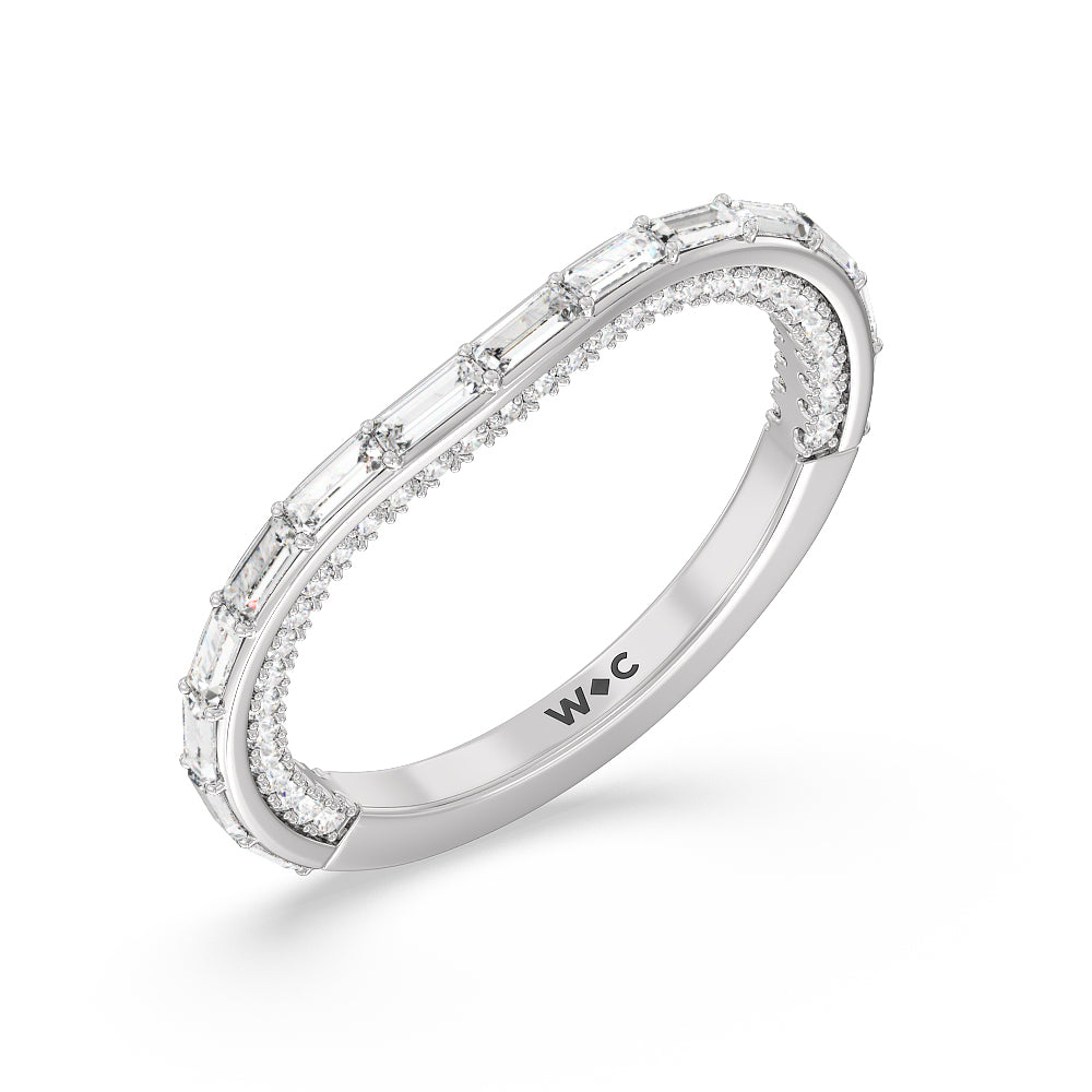 Celestia Baguette Studded Wedding Band with 18KT White & Rose Gold Cut Diamond in 14KT White & Rose Gold view 8
