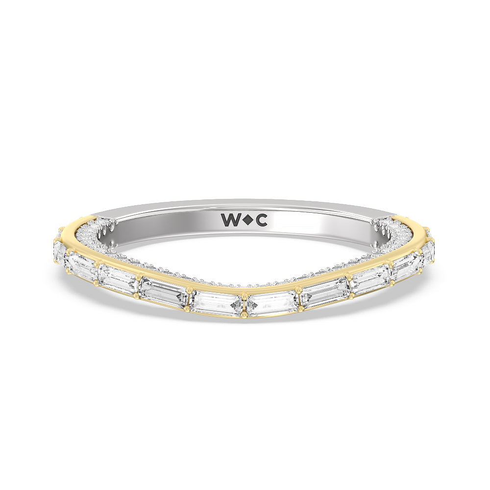 Celestia Baguette Studded Wedding Band with 18KT White & Yellow Gold Cut Diamond in 14KT White & Yellow Gold view 1
