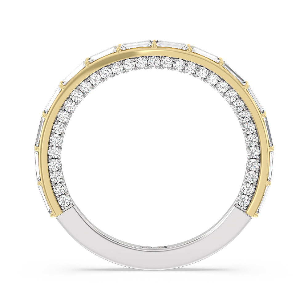 Celestia Baguette Studded Wedding Band with 18KT White & Yellow Gold Cut Diamond in 14KT White & Yellow Gold view 2
