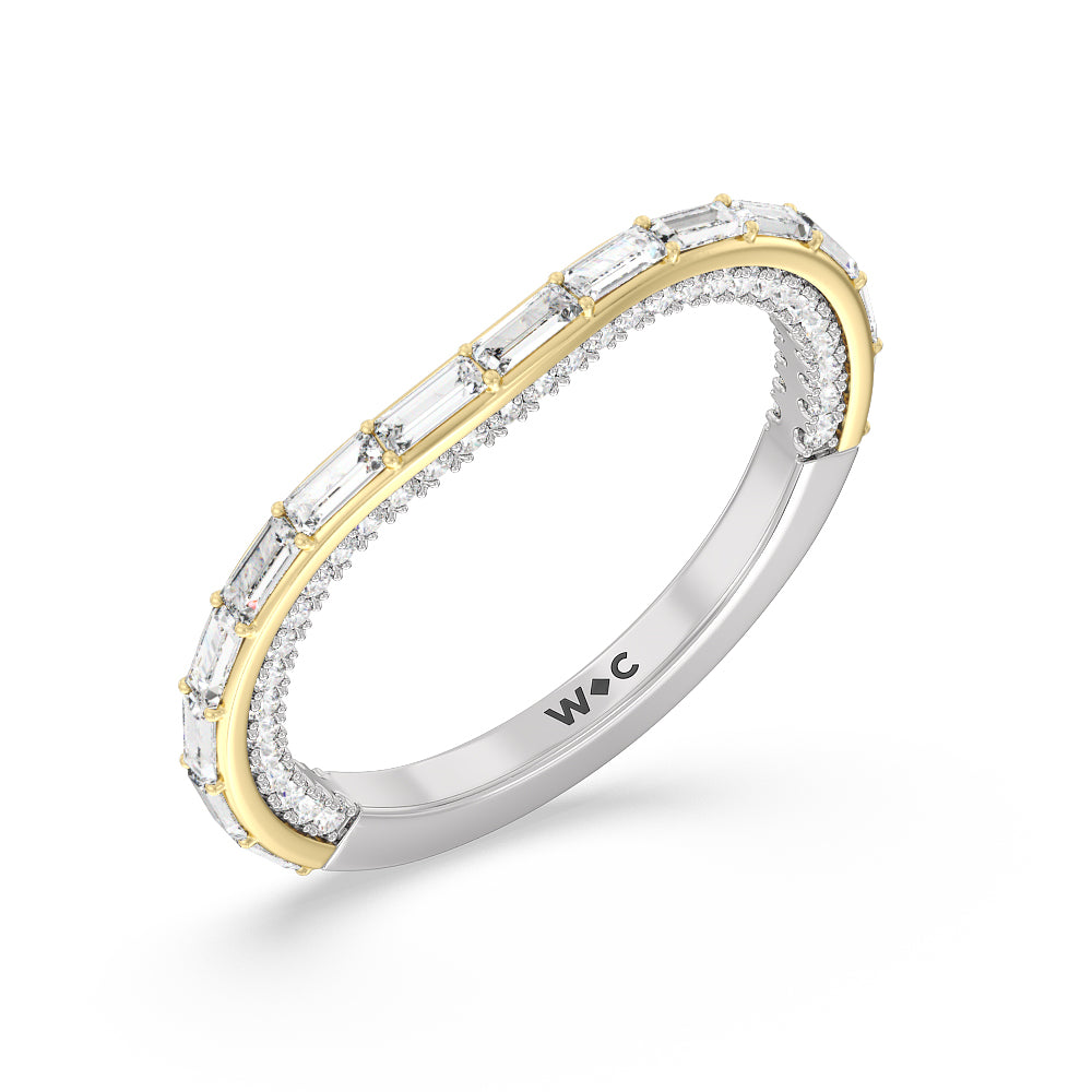 Celestia Baguette Studded Wedding Band with 18KT White & Yellow Gold Cut Diamond in 14KT White & Yellow Gold view 4
