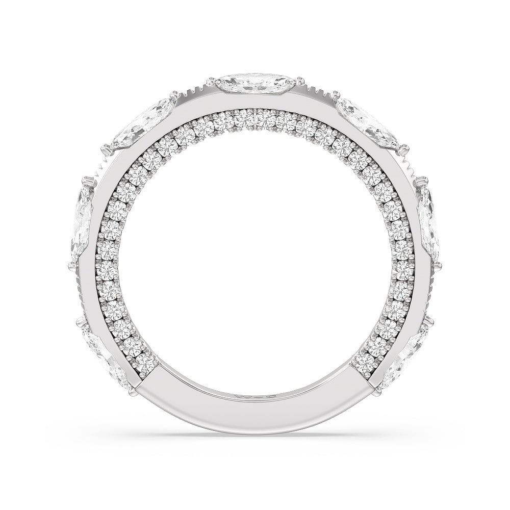 Celestia Marquise Studded Wedding Band with Lab Cut Diamond in 14KT White & Rose Gold view 6
