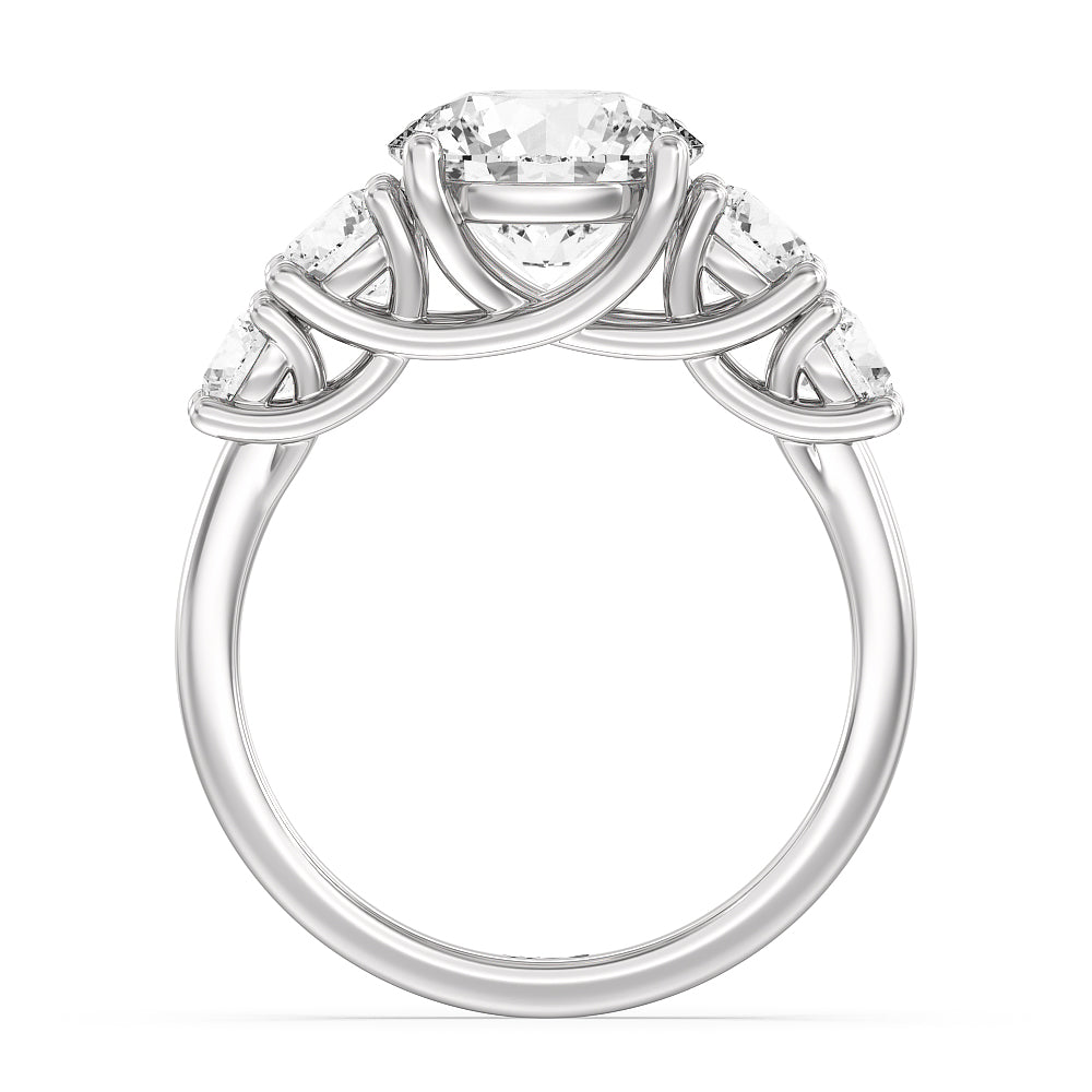 Trellis Basket Side Stone Engagement Ring with Round Cut Diamond in 14KT Platinum view 2
