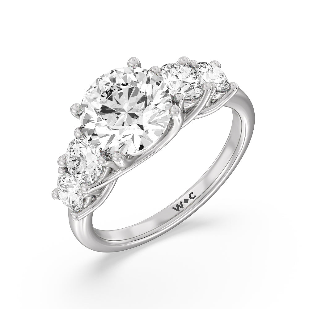 Trellis Basket Side Stone Engagement Ring with Round Cut Diamond in 14KT Platinum view 3
