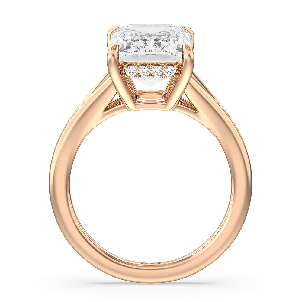 Emerald Cut Elegance Split Shank Engagement Ring with Lab Grown Diamond in 14KT Rose Gold view 2
