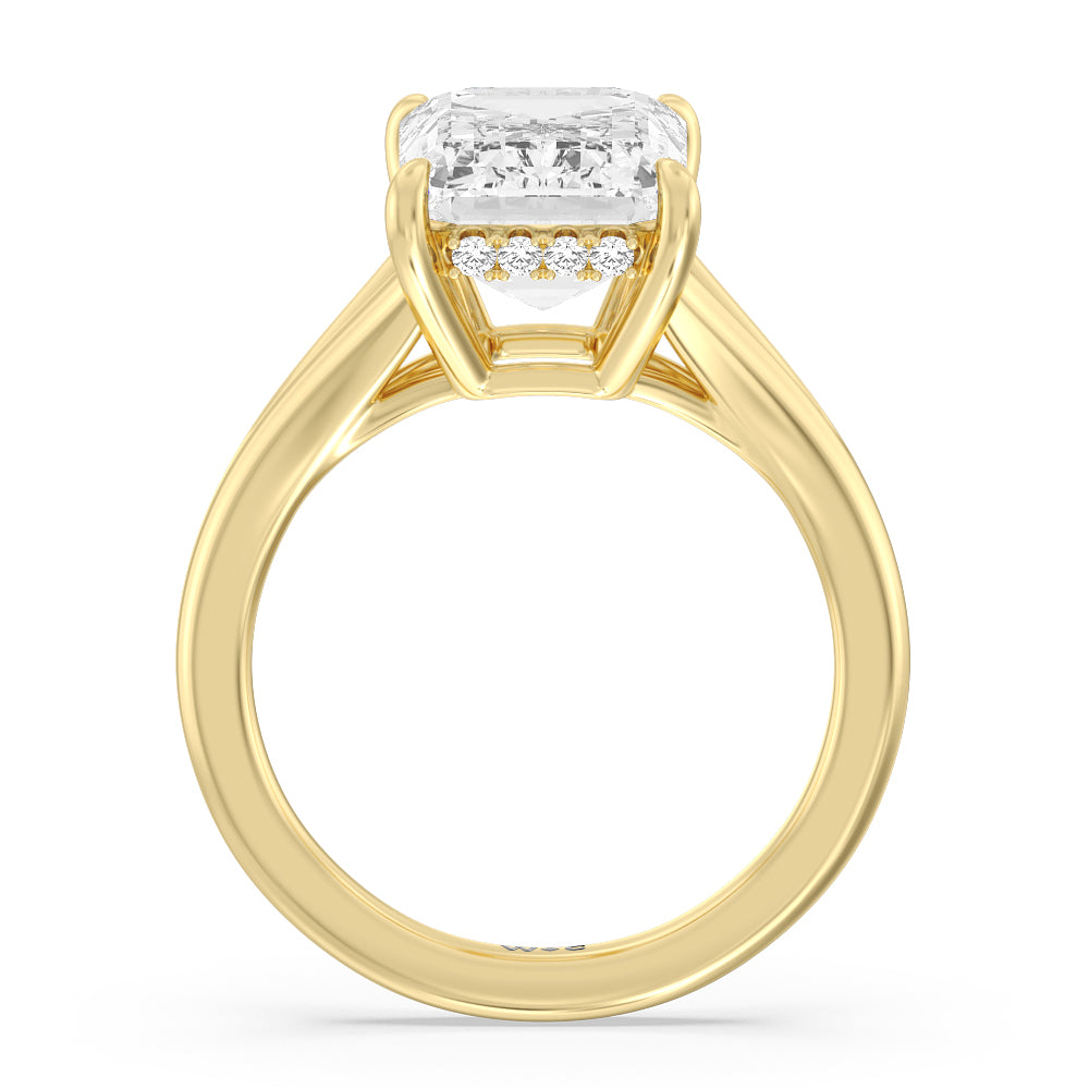 Emerald Cut Elegance Split Shank Engagement Ring with Lab Grown Diamond in 14KT Yellow Gold view 2

