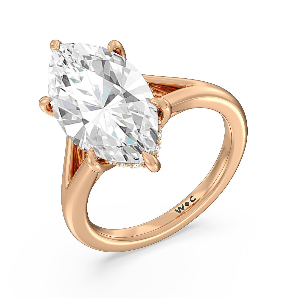 Marquise Cut Elegance Split Shank Engagement Ring with Lab Grown Diamond in 14KT Rose Gold view 3
