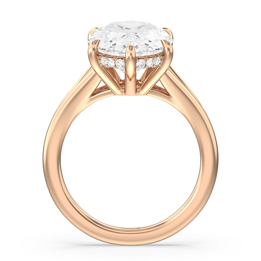 Oval Cut Elegance Split Shank Engagement Ring with Lab Grown Diamond in 14KT Rose Gold view 2
