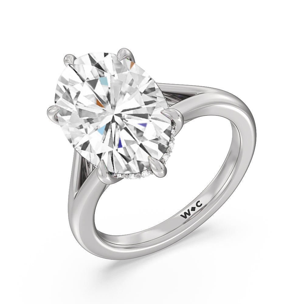 Oval Cut Elegance Split Shank Engagement Ring with Lab Grown Diamond in 14KT Platinum view 3
