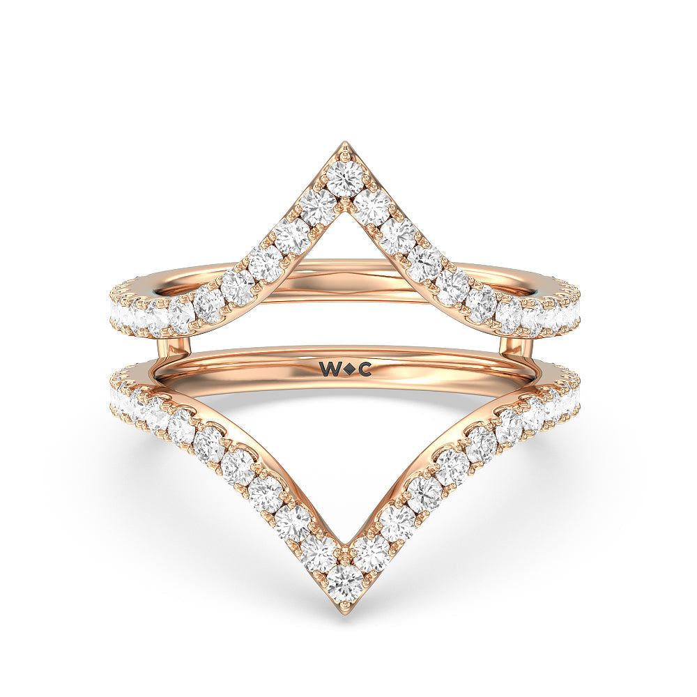 Elegance Split Shank Diamond Wedding Band with 18KT Rose Gold Cut Diamond in 14KT Rose Gold view 1
