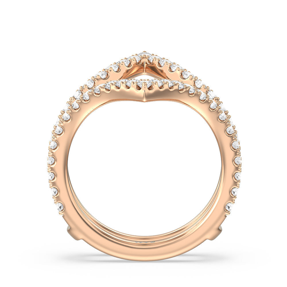 Elegance Split Shank Diamond Wedding Band with 18KT Rose Gold Cut Diamond in 14KT Rose Gold view 2
