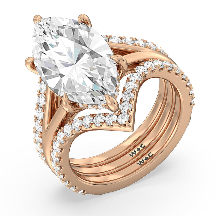 Oval Cut Elegance Split Shank Engagement Ring with Lab Grown Diamond in 14KT Rose Gold view 6
