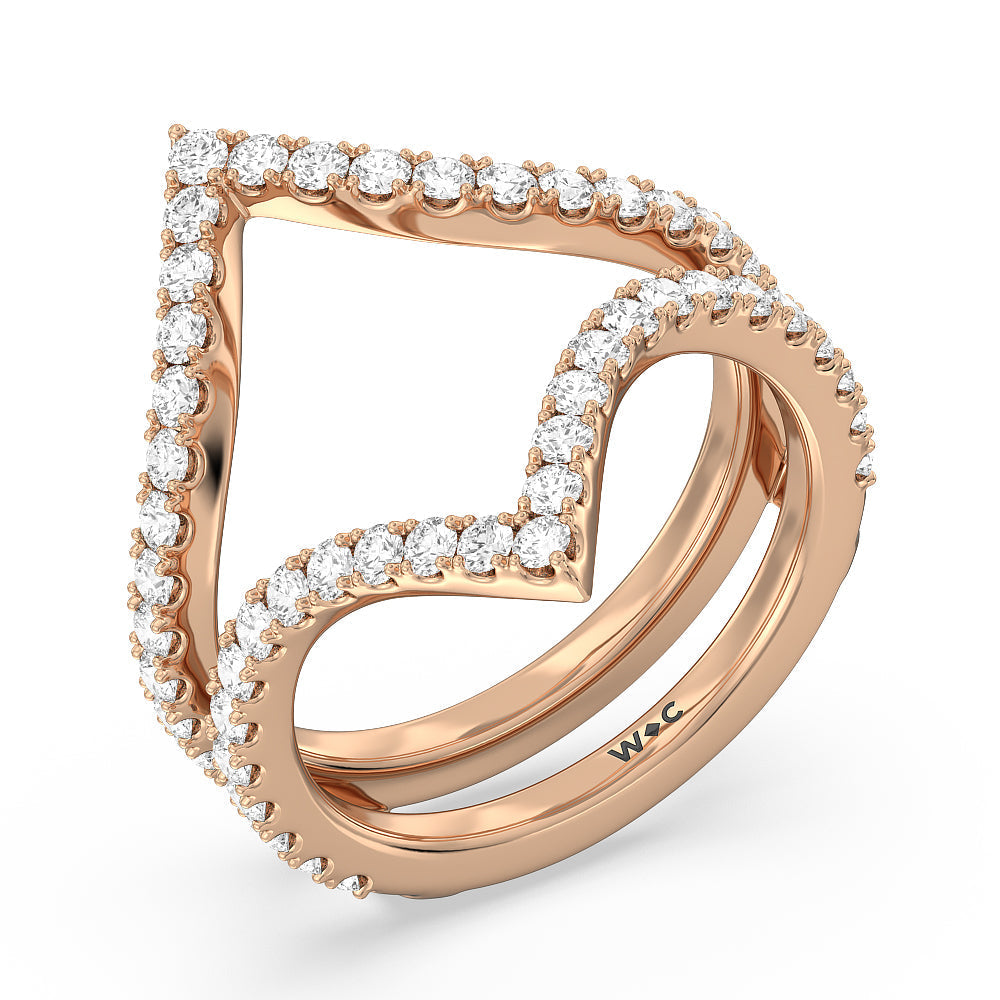 Elegance Split Shank Diamond Wedding Band with 18KT Rose Gold Cut Diamond in 14KT Rose Gold view 4
