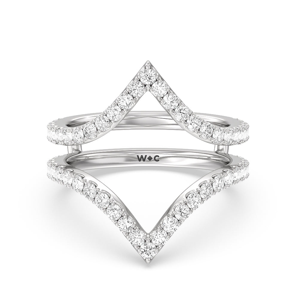 Elegance Split Shank Diamond Wedding Band with 18KT White Gold Cut Diamond in 14KT White Gold view 1
