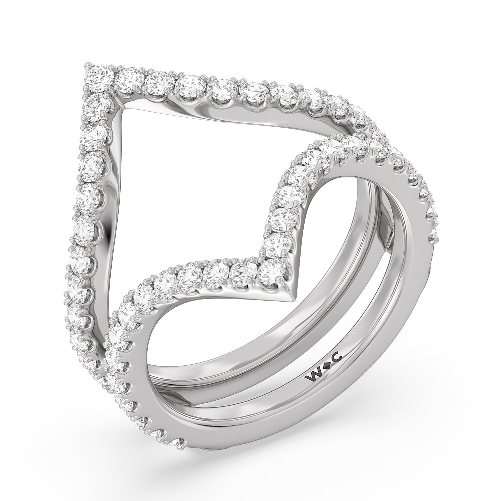 Elegance Split Shank Diamond Wedding Band with 18KT White Gold Cut Diamond in 14KT White Gold view 4

