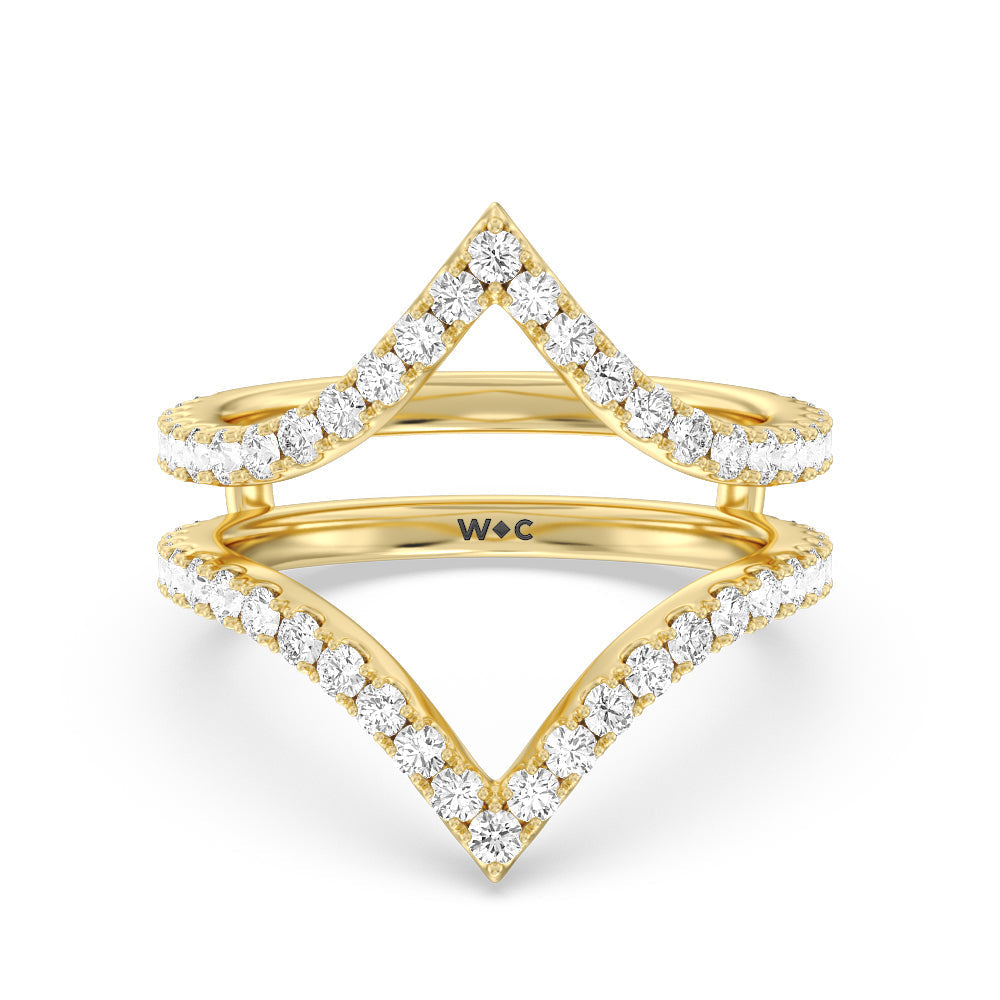 Elegance Split Shank Diamond Wedding Band with 18KT Yellow Gold Cut Diamond in 14KT Yellow Gold view 1
