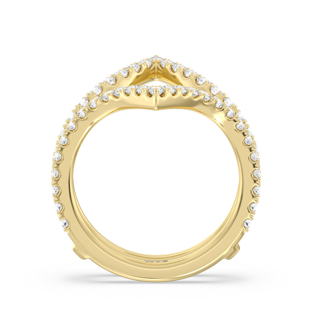 Elegance Split Shank Diamond Wedding Band with 18KT Yellow Gold Cut Diamond in 14KT Yellow Gold view 2
