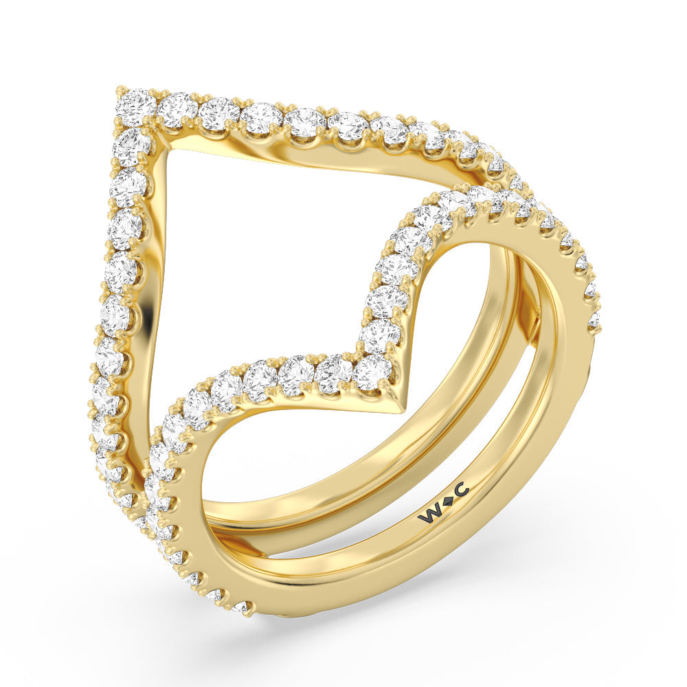 Elegance Split Shank Diamond Wedding Band with 18KT Yellow Gold Cut Diamond in 14KT Yellow Gold view 4
