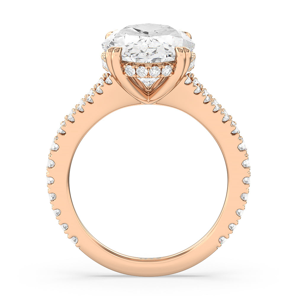 Oval Cut Elegance Pave Split Shank Engagement Ring with Lab Grown Diamond in 14KT Rose Gold view 2

