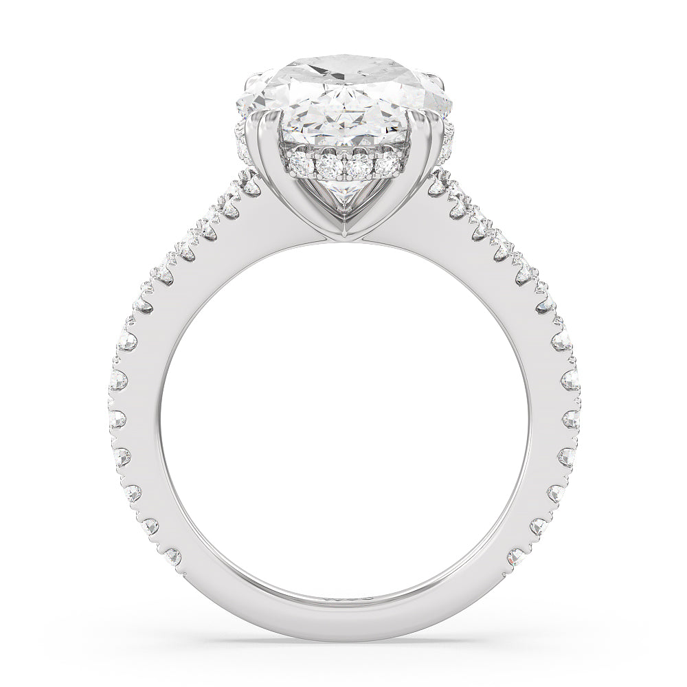Oval Cut Elegance Pave Split Shank Engagement Ring with Lab Grown Diamond in 14KT Platinum view 2
