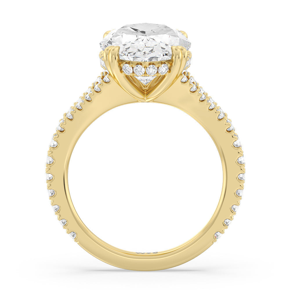 Oval Cut Elegance Pave Split Shank Engagement Ring with Lab Grown Diamond in 14KT Yellow Gold view 2
