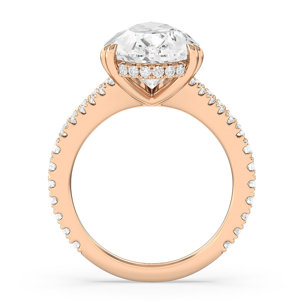 Pear Cut Elegance Pave Split Shank Engagement Ring with Lab Grown Diamond in 14KT Rose Gold view 2

