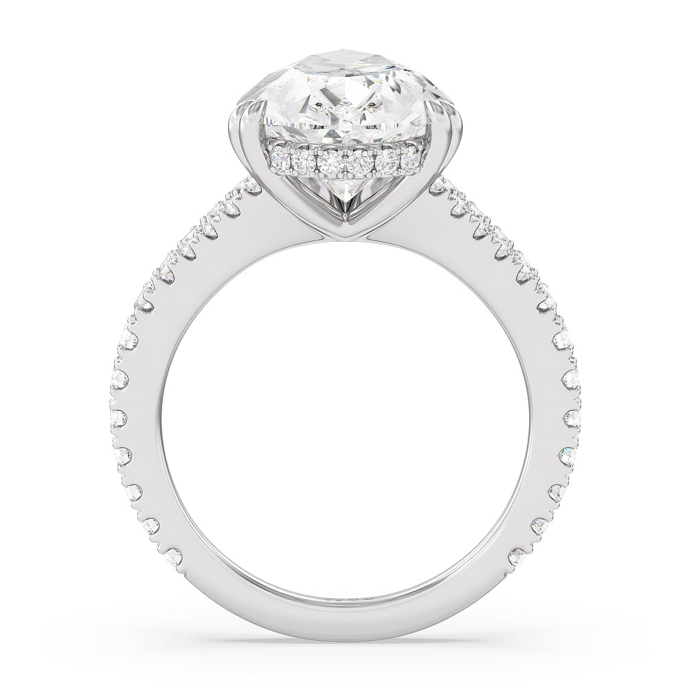 Pear Cut Elegance Pave Split Shank Engagement Ring with Lab Grown Diamond in 14KT Platinum view 2
