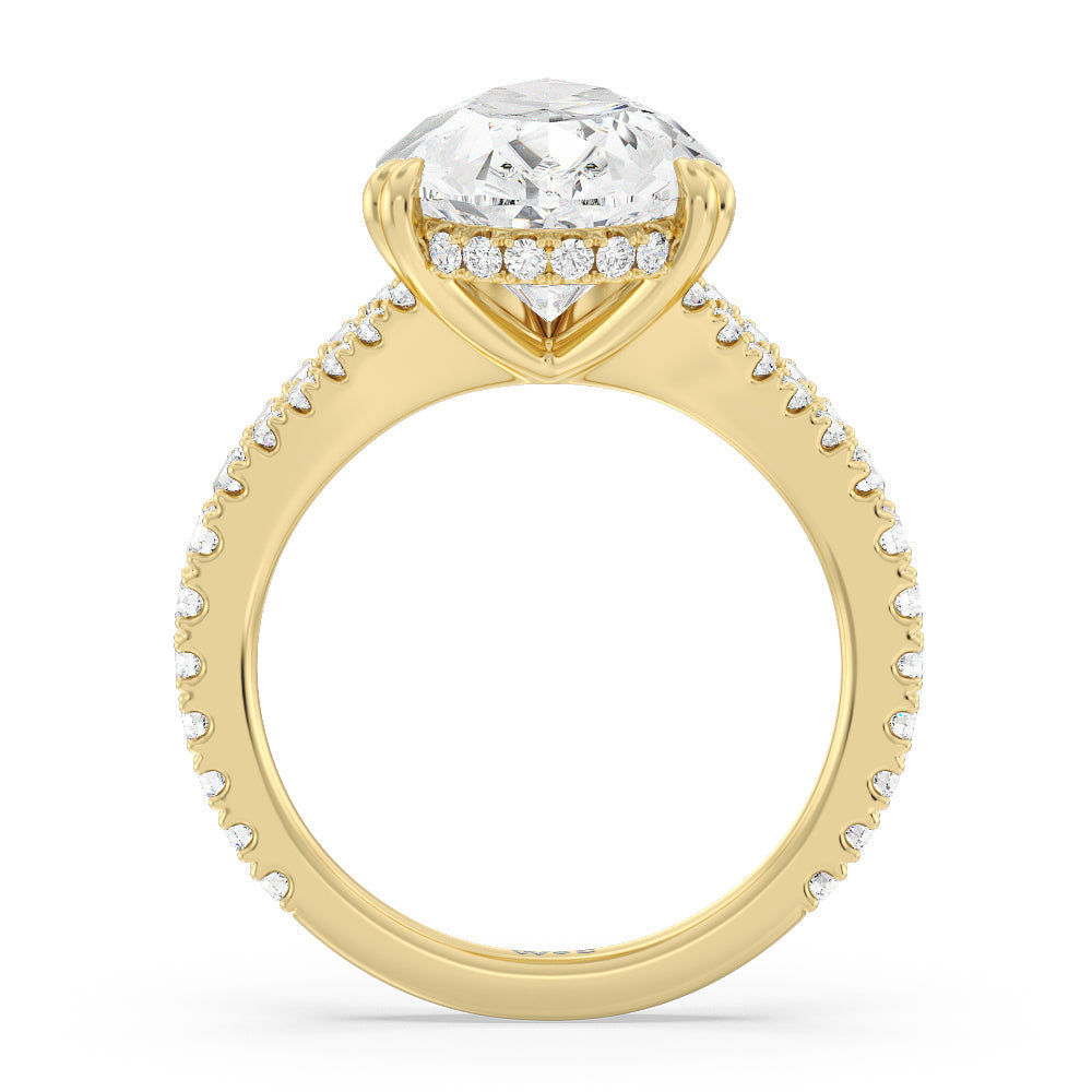 Pear Cut Elegance Pave Split Shank Engagement Ring with Lab Grown Diamond in 14KT Yellow Gold view 2
