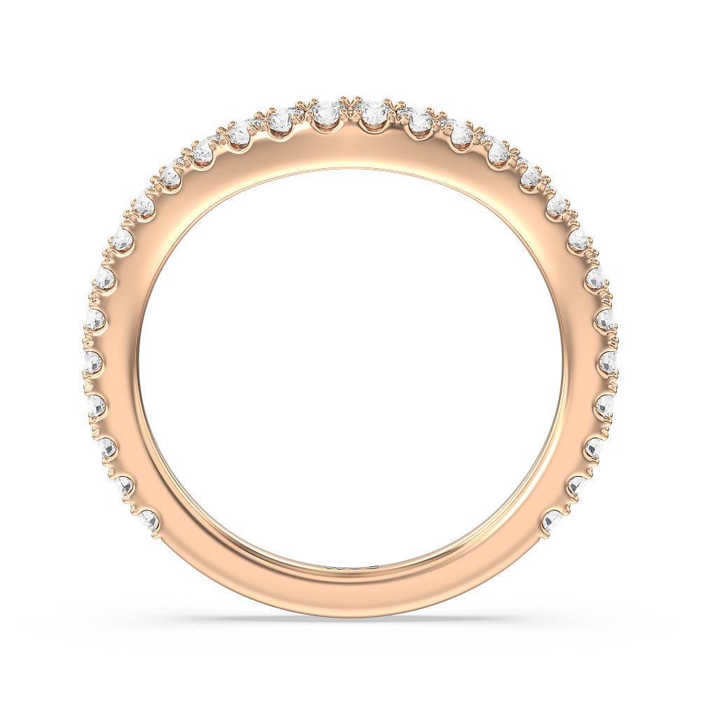 Elegance Pave Split Shank Diamond Wedding Band with 18KT Rose Gold Cut Diamond in 14KT Rose Gold view 2
