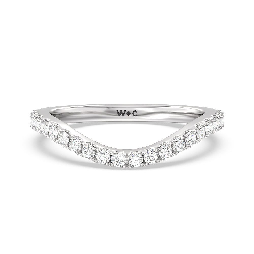 Elegance Pave Split Shank Diamond Wedding Band with 18KT White Gold Cut Diamond in 14KT White Gold view 1

