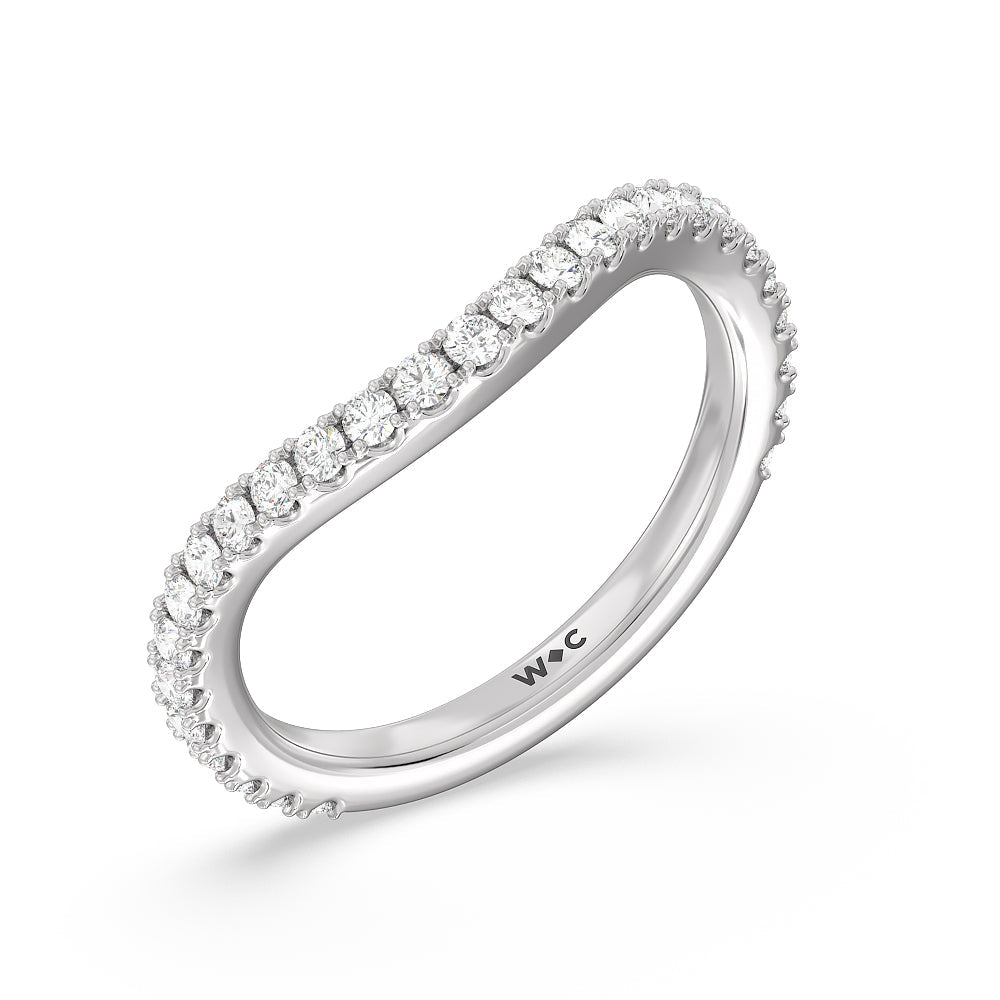 Elegance Pave Split Shank Diamond Wedding Band with 18KT White Gold Cut Diamond in 14KT White Gold view 4
