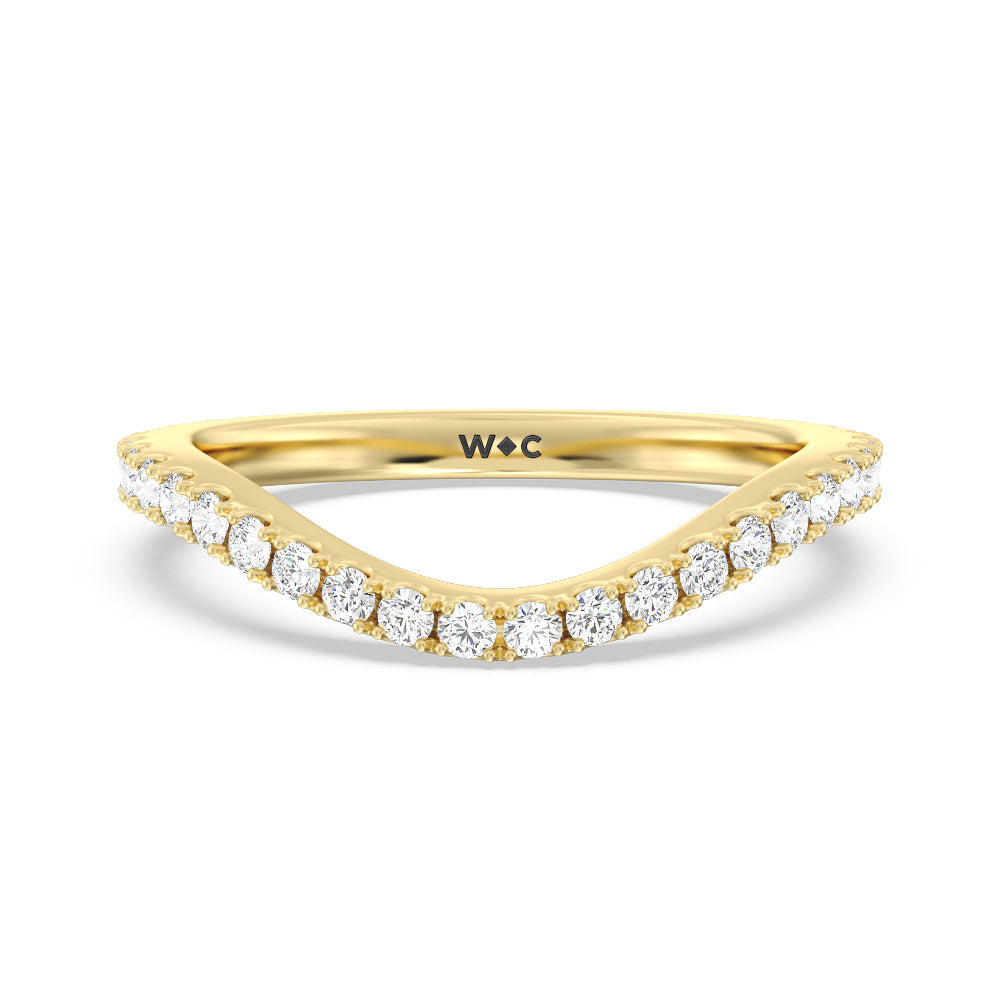 Elegance Pave Split Shank Diamond Wedding Band with 18KT Yellow Gold Cut Diamond in 14KT Yellow Gold view 1
