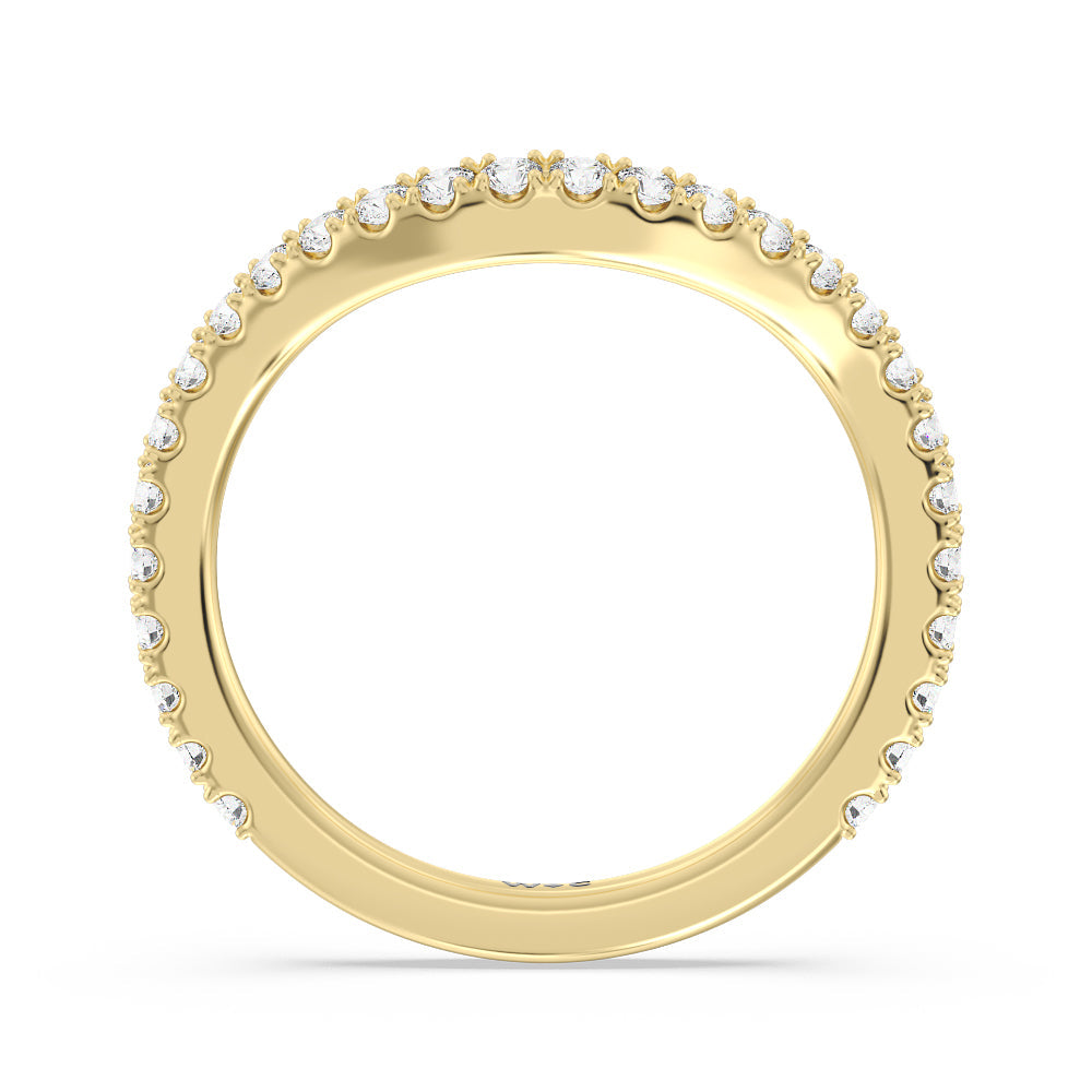 Elegance Pave Split Shank Diamond Wedding Band with 18KT Yellow Gold Cut Diamond in 14KT Yellow Gold view 2
