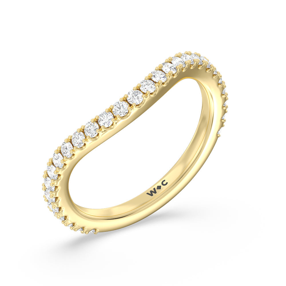 Elegance Pave Split Shank Diamond Wedding Band with 18KT Yellow Gold Cut Diamond in 14KT Yellow Gold view 4
