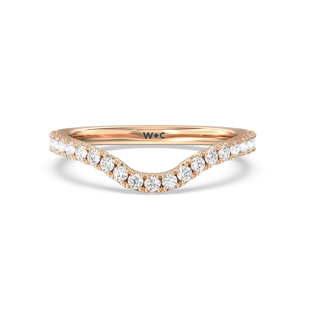 Elegance Split Shank Center Pave Diamond Wedding Band with 18KT Rose Gold Cut Diamond in 14KT Rose Gold view 1
