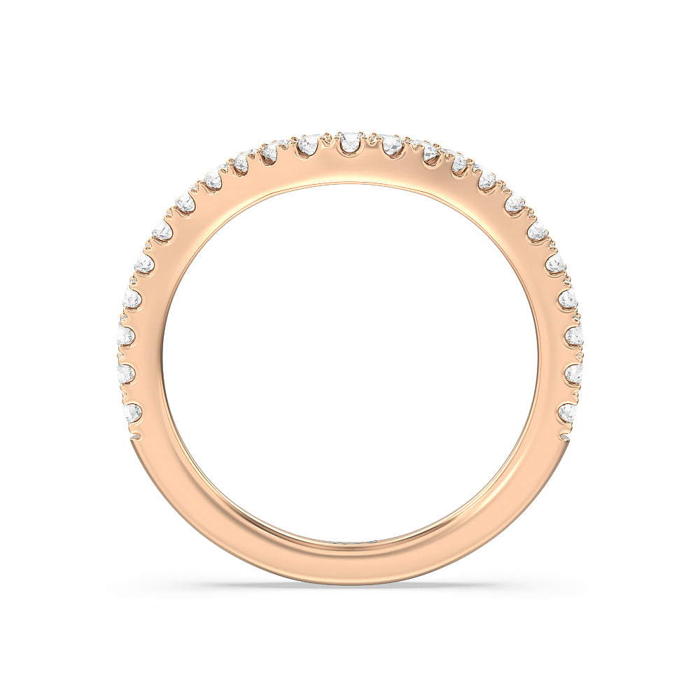 Elegance Split Shank Center Pave Diamond Wedding Band with 18KT Rose Gold Cut Diamond in 14KT Rose Gold view 2
