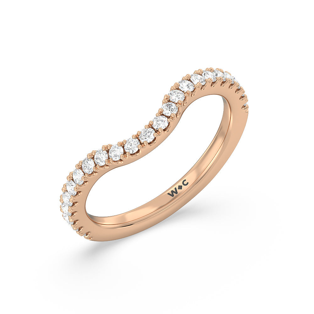 Elegance Split Shank Center Pave Diamond Wedding Band with 18KT Rose Gold Cut Diamond in 14KT Rose Gold view 4
