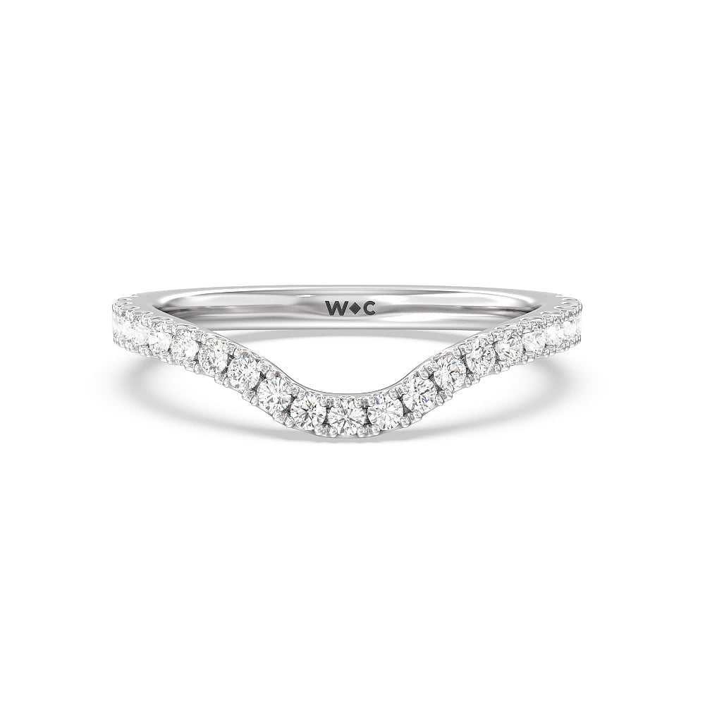 Elegance Split Shank Center Pave Diamond Wedding Band with 18KT White Gold Cut Diamond in 14KT White Gold view 1

