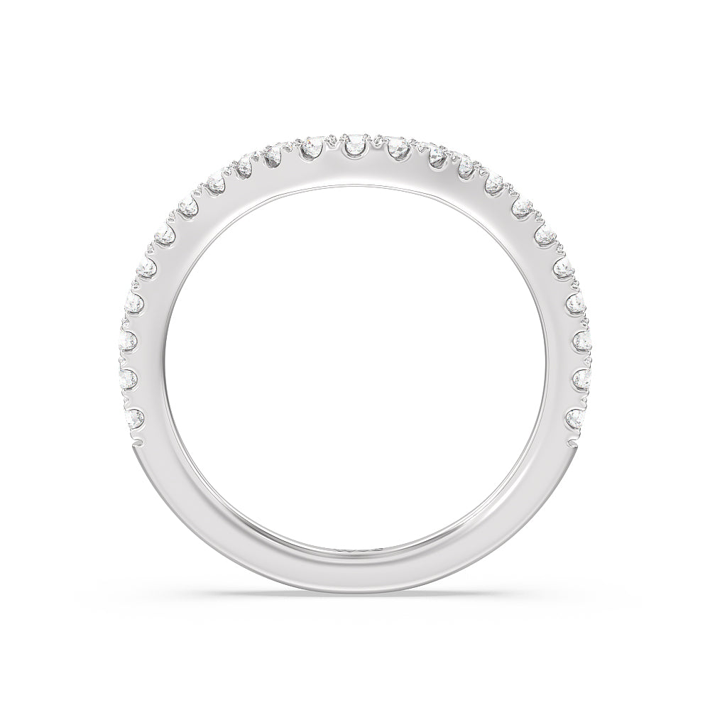 Elegance Split Shank Center Pave Diamond Wedding Band with 18KT White Gold Cut Diamond in 14KT White Gold view 2
