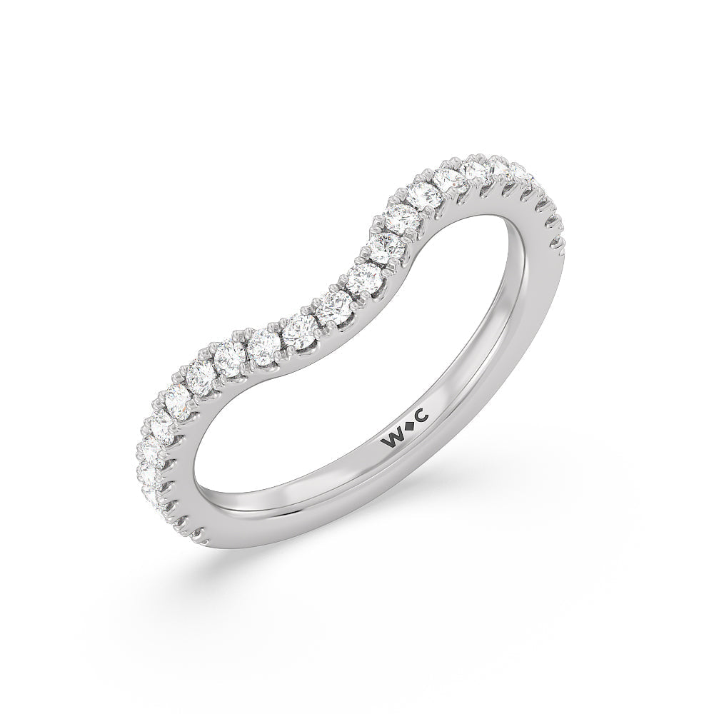 Elegance Split Shank Center Pave Diamond Wedding Band with 18KT White Gold Cut Diamond in 14KT White Gold view 4
