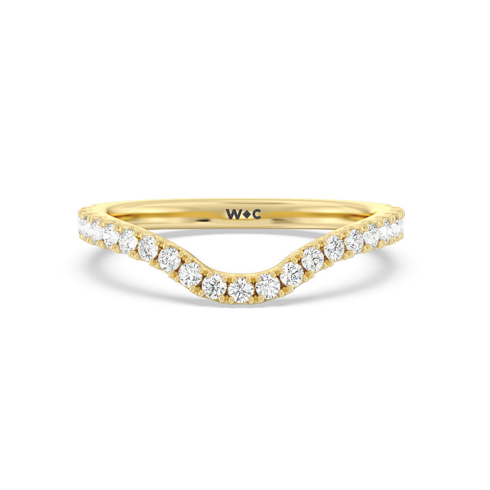 Elegance Split Shank Center Pave Diamond Wedding Band with 18KT Yellow Gold Cut Diamond in 14KT Yellow Gold view 1

