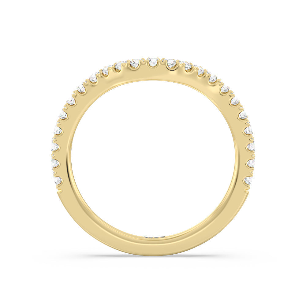 Elegance Split Shank Center Pave Diamond Wedding Band with 18KT Yellow Gold Cut Diamond in 14KT Yellow Gold view 2
