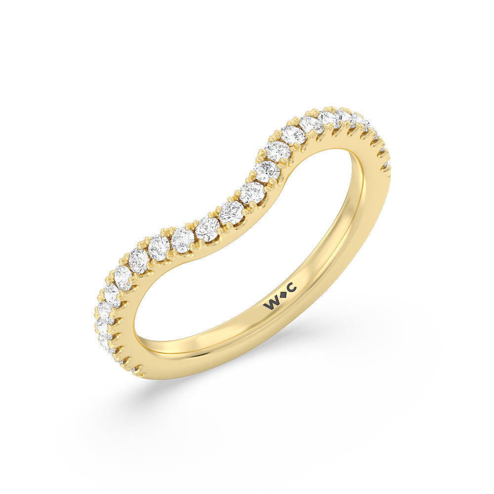 Elegance Split Shank Center Pave Diamond Wedding Band with 18KT Yellow Gold Cut Diamond in 14KT Yellow Gold view 4
