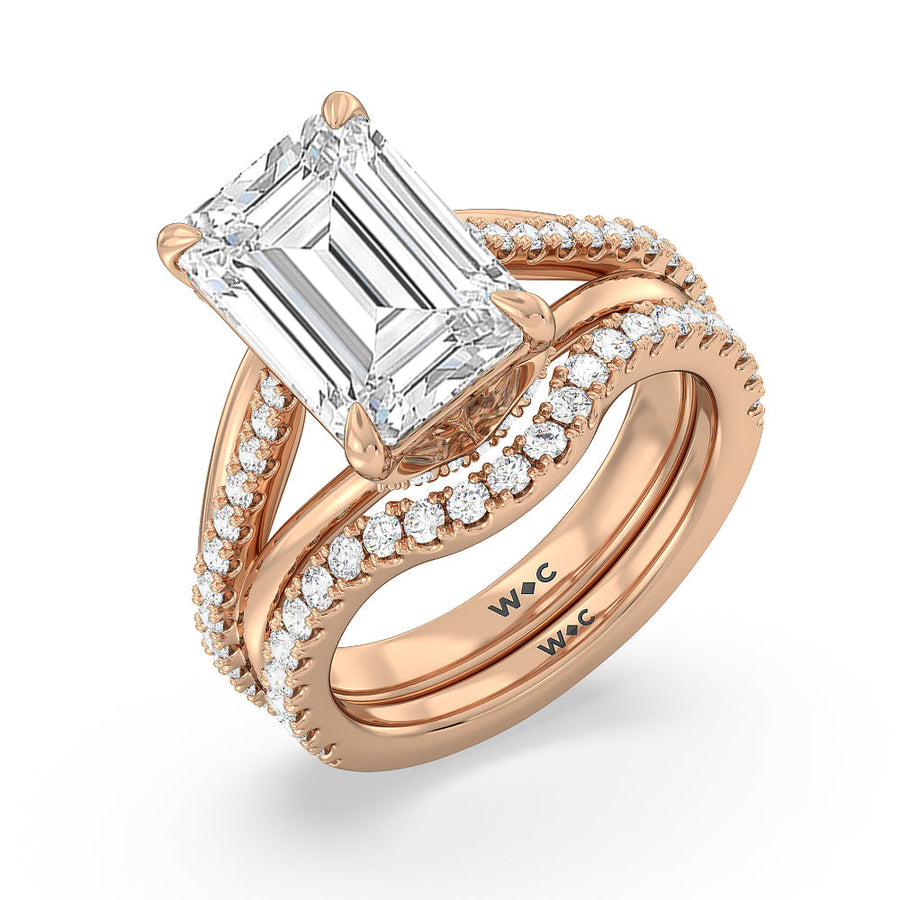 Oval Cut Elegance Split Shank Center Pave Engagement Ring with Lab Grown Diamond in 14KT Rose Gold view 6
