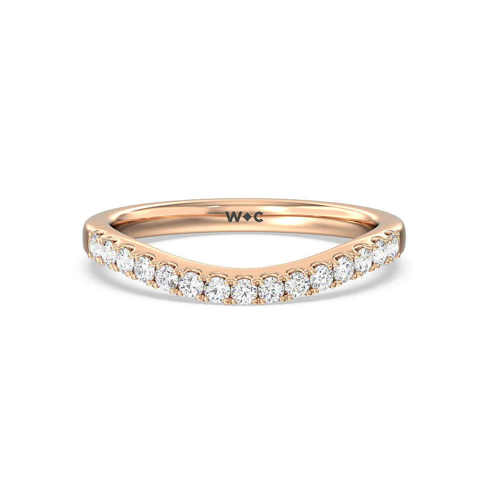 Elegance Split Shank Halo Diamond Wedding Band with 18KT Rose Gold Cut Diamond in 14KT Rose Gold view 1
