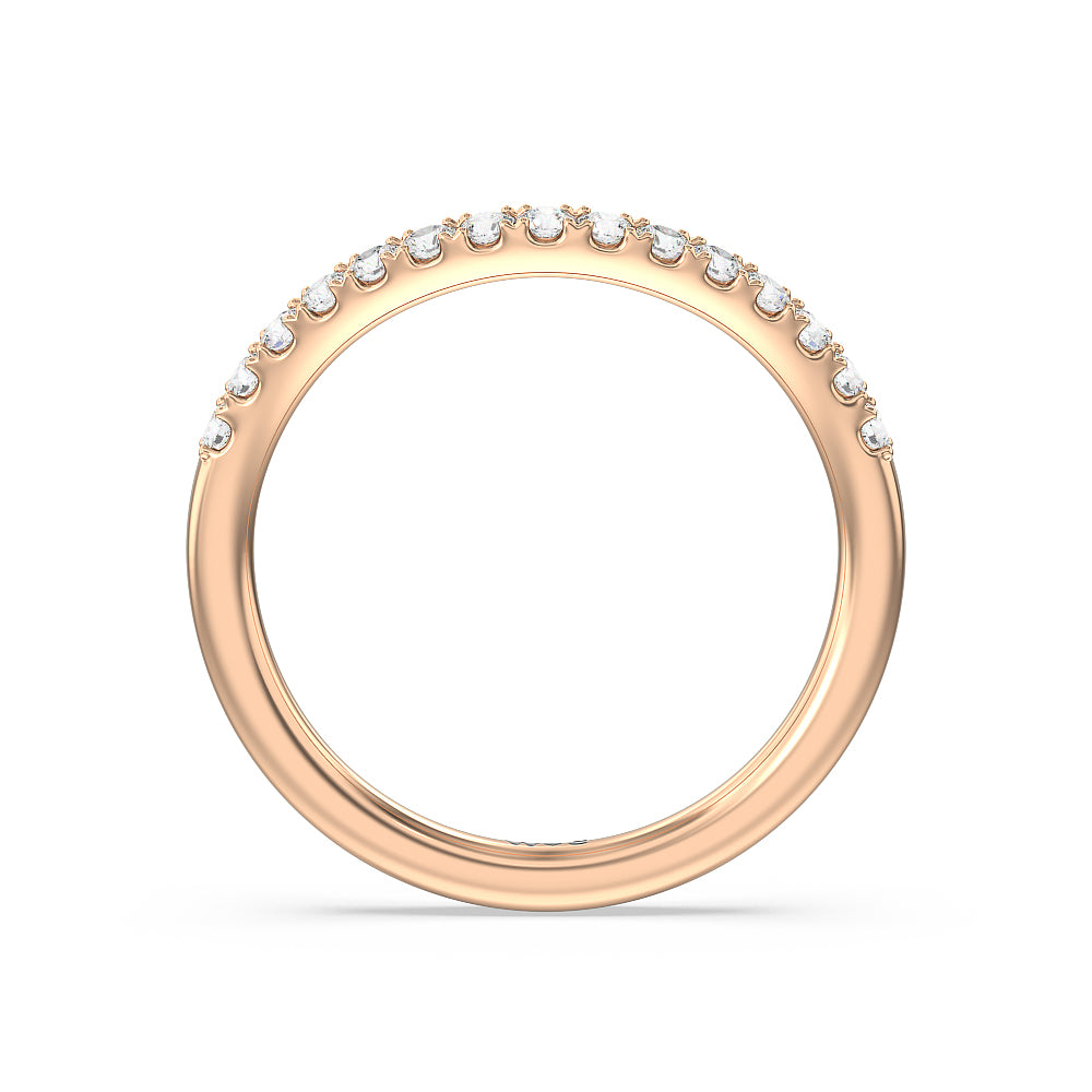 Elegance Split Shank Halo Diamond Wedding Band with 18KT Rose Gold Cut Diamond in 14KT Rose Gold view 2

