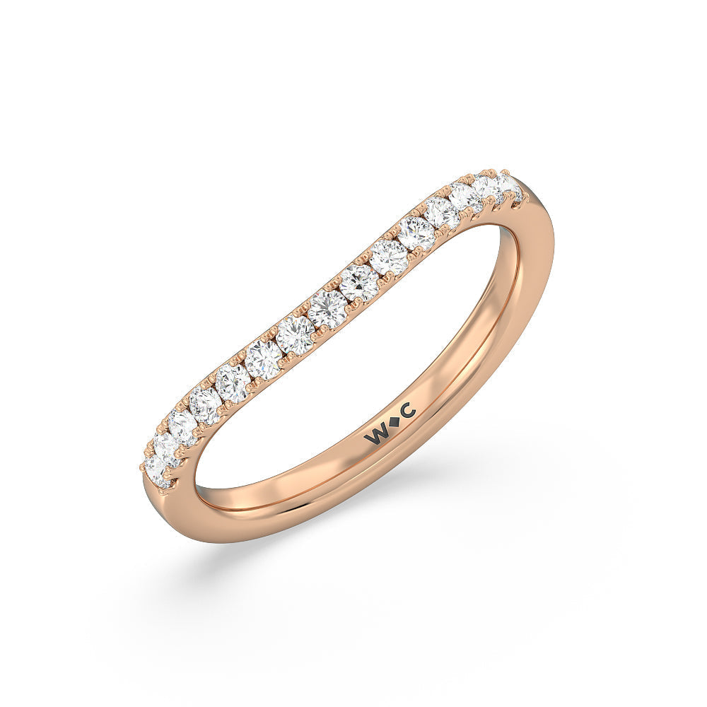 Elegance Split Shank Halo Diamond Wedding Band with 18KT Rose Gold Cut Diamond in 14KT Rose Gold view 4

