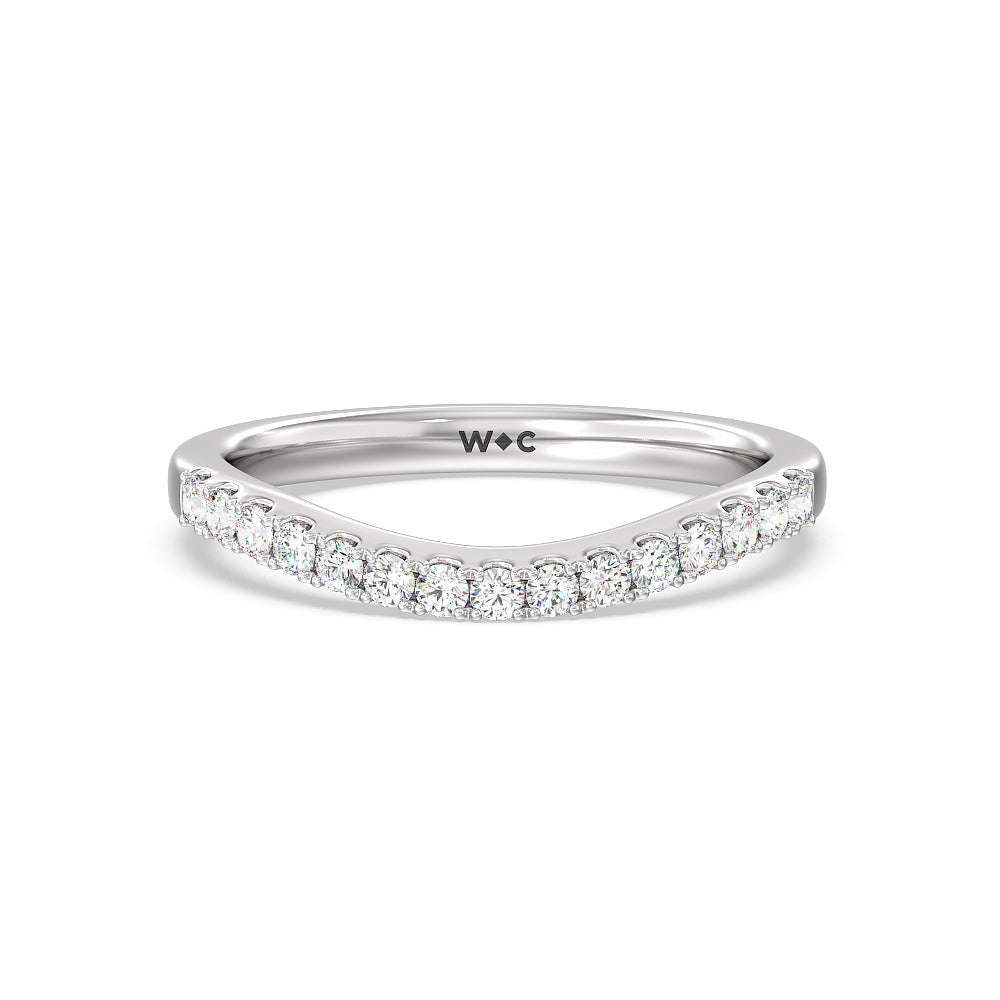 Elegance Split Shank Halo Diamond Wedding Band with 18KT White Gold Cut Diamond in 14KT White Gold view 1
