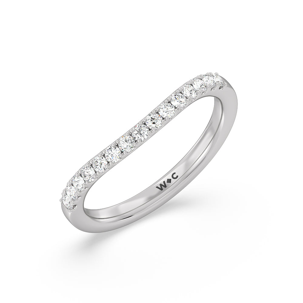 Elegance Split Shank Halo Diamond Wedding Band with 18KT White Gold Cut Diamond in 14KT White Gold view 4

